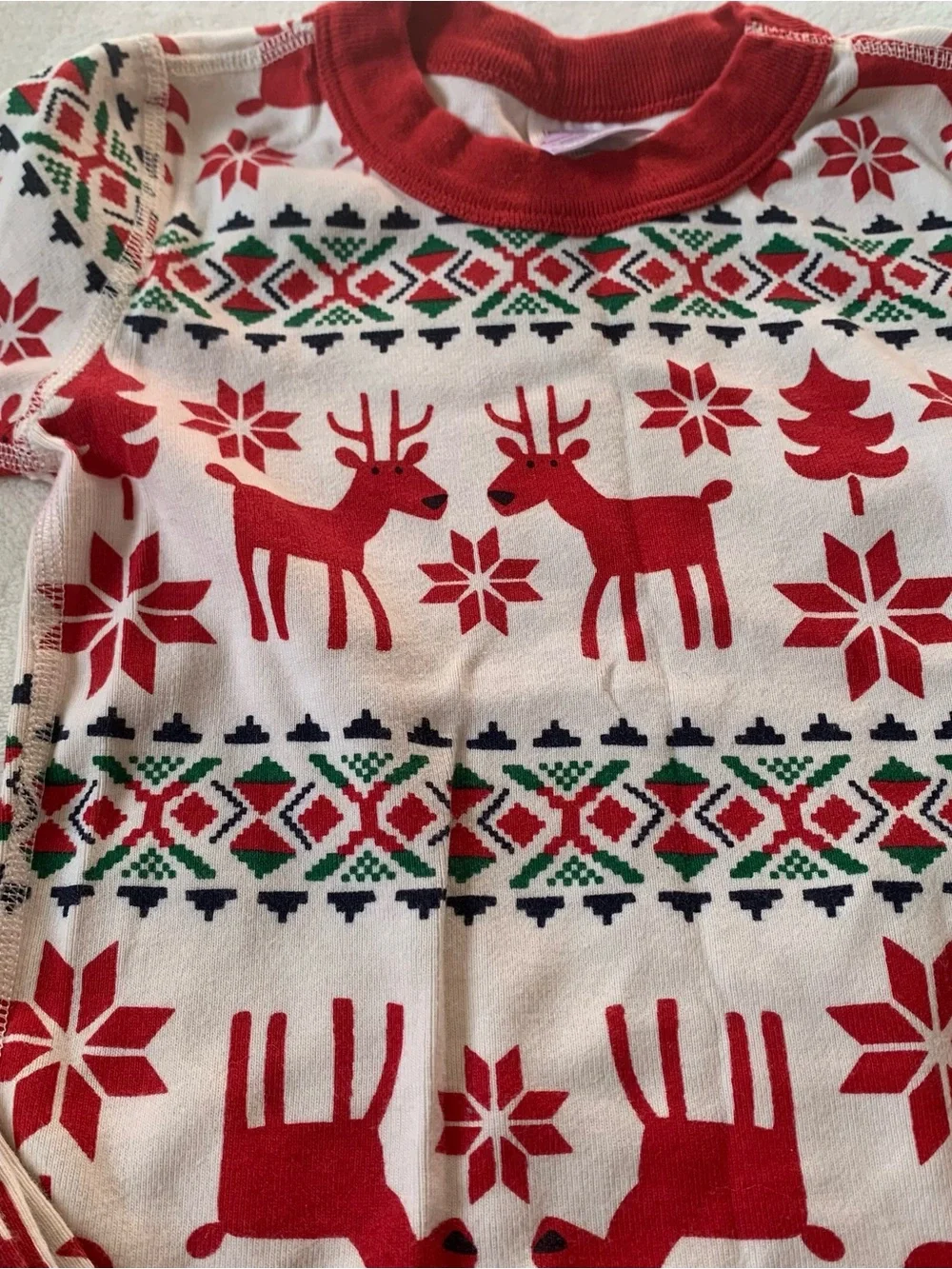Hanna Andersson Festive Holiday Red and White Kids Pajamas Size 6/7